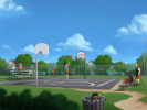 Basketball court screen