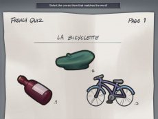 French quiz minigame illustration