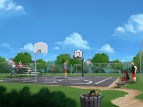 "Basketball court illustration"